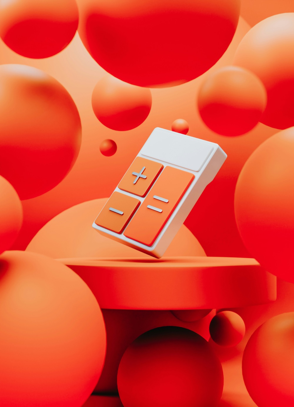 Calculator on an orange podium
